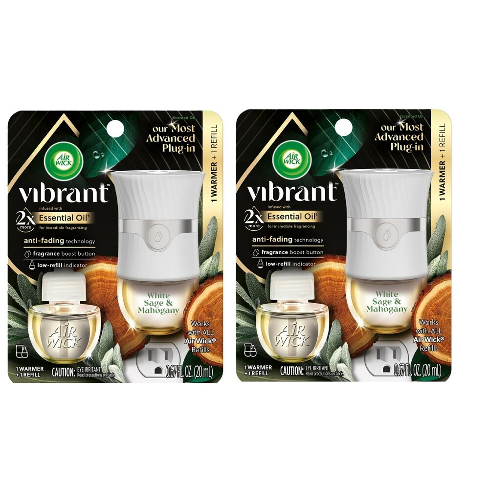 Air Wick Vibrant Scented Oil Plug-In Warmers – White Sage & Mahogany (2-Pack)